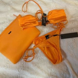 Triangl Bikini In ribbed orange - Size Small